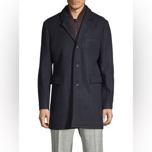 NWT Michael Kors Wool Blend Classic Heathered Coat Navy Size XL